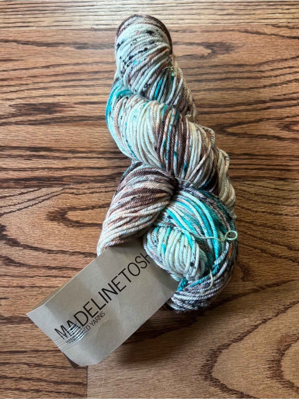 Madelinetosh Vintage Yarn Worsted Weight Brown Turquoise Speckle Merino Wool NWT